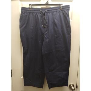 Croft & Barrow NWT Size 1X Navy Blue Mid-Rise Pull-On Elastic Waist Capri Pants